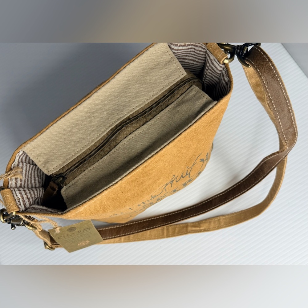 Clea Ray Upcycled Canvas Crossbody Bag Purse NWT - Picture 3 of 5